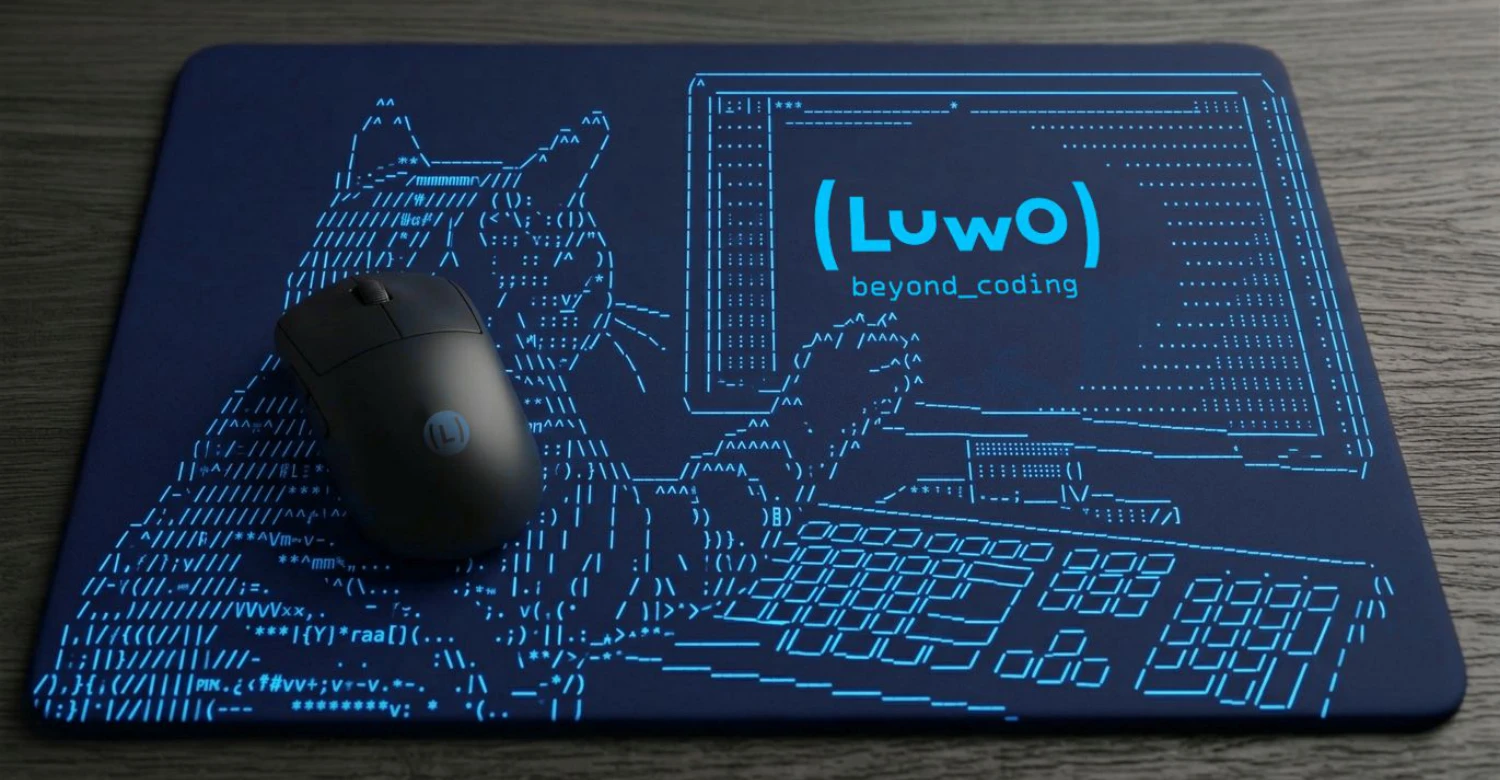 Коврик для мыши с ASCII-котом и логотипом LUWO